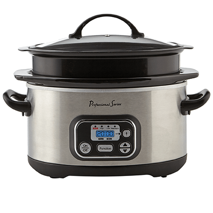 Digital Slow Cooker, Oval, 4-6 Qt, Stainless Steel