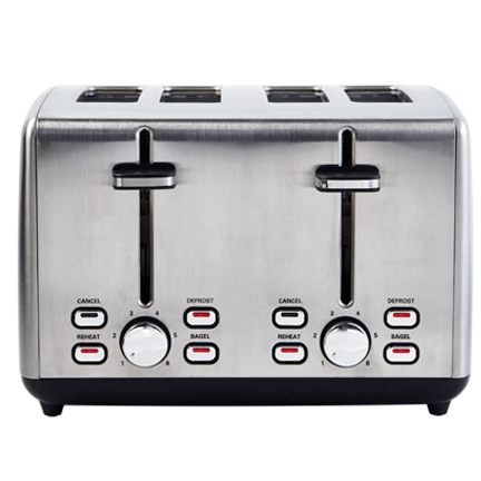 Toaster, 4-Slice, Wide Slot, Stainless Steel